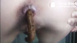 Skinny blonde teen shitting on the floor