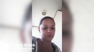 FoxyJ - Selfie pissing and shitting hard turd on the floor