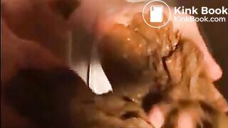 Woman shit diarrhea and smear it on her butt
