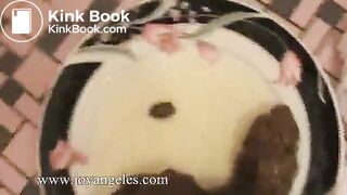 Mila Perlman  poops by side of bath