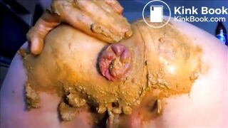 Girl shitting diarrhea in white panty and fisting her asshole