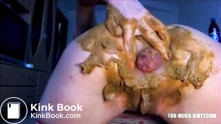 Girl shitting diarrhea in white panty and fisting her asshole