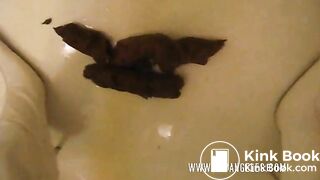 Lady in sexy white boots pooping