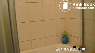 Lady in sexy white boots pooping