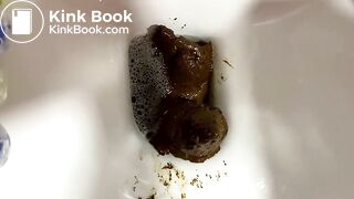 Panther's huge diameter turd blocks her toilet