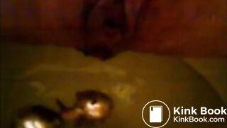 Girl shitting in the toilet and inserting dildo on her asshole