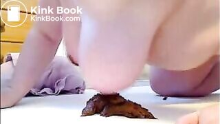 Bbw shitting and smearing it on her big breast and feet