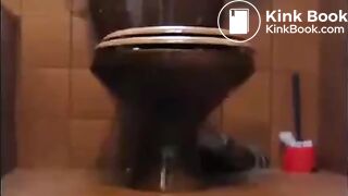 Beautiful brunette shitting on her hand