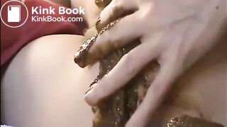 Girl shit and smears poop on her ass