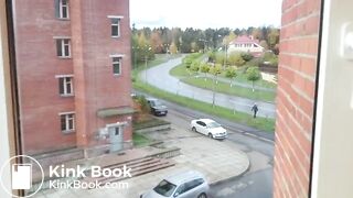 Panty pooping on the balcony