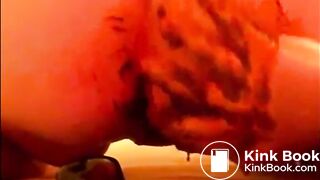 Fat woman shitting and masturbating