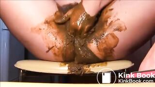 Woman fisting herself with a lot of shit