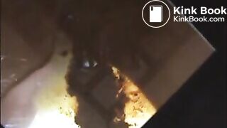 Woman shit and piss on a mirror table