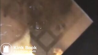 Woman shit and piss on a mirror table