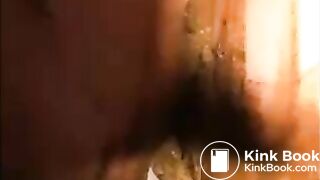 Dirty girl smearing shit all over her body