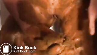 Dirty girl smearing shit all over her body