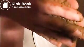 Dirty girl smearing shit all over her body