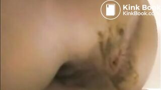 Dirty ass milf farting with shit