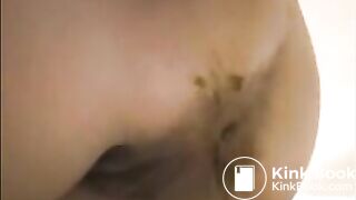 Dirty ass milf farting with shit