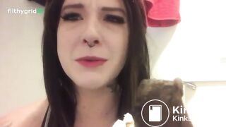 Sucking on her big fat turd