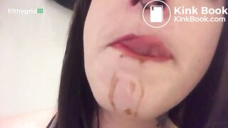 Sucking on her big fat turd