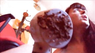 Mature woman masturbating with vibrator and shit