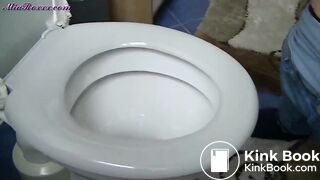 Mia misses the toilet bowl