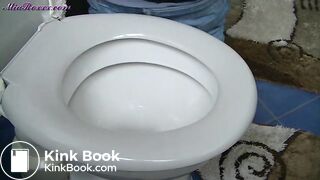 Mia misses the toilet bowl
