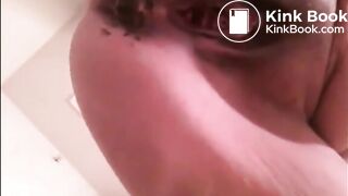 Big belly woman shitting closeup
