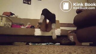 Hard poop off her sofa