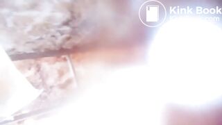 Hard push of huge turd seen close up