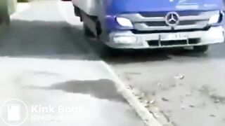 Poop and pee lying on her back at roadside