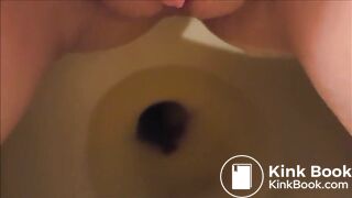 Plump redhead's toilet poop