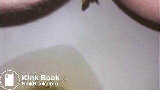 Hairy milf shitting in the toilet