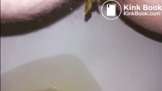 Hairy milf shitting in the toilet