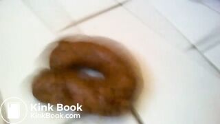 Sexy brunette poops and tastes