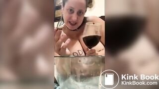Shit slave's red wine enema