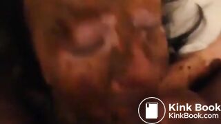 Messy scat blowjob