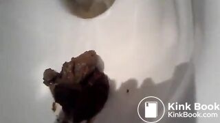 Blonde German lady pooping in toilet