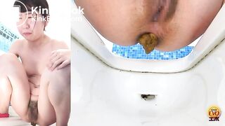 Asian Dorm Girl Held A HUGE Turd For Us