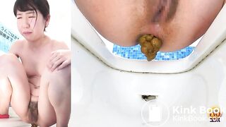 Asian Dorm Girl Held A HUGE Turd For Us
