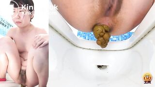 Asian Dorm Girl Held A HUGE Turd For Us