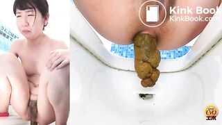 Asian Dorm Girl Held A HUGE Turd For Us