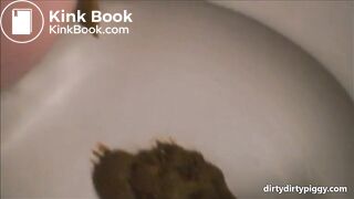 Girl shitting in the toilet closeup