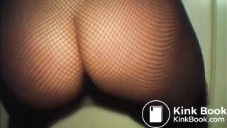Hot butt milf shitting on her fishnet