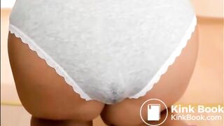 Dirty girl shitting on her white panty