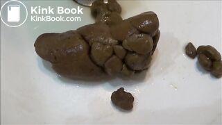 Tegan drops a hard poop into her sink