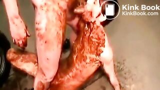 Skinny vintage girl in shit