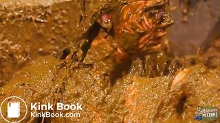 Betty covers herself completely in cowshit