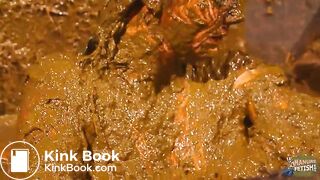 Betty covers herself completely in cowshit